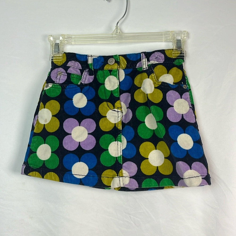 Mini Boden corduroy retro flower skirt 6/7